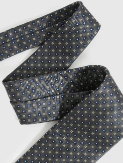 Outlet Reiss Pelosa Foulard Silk Blend Floral Print Tie Charcoal