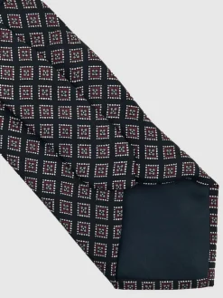 Outlet Reiss Bortolo Silk Floral Medallion-Print Tie Charcoal/Bordeaux