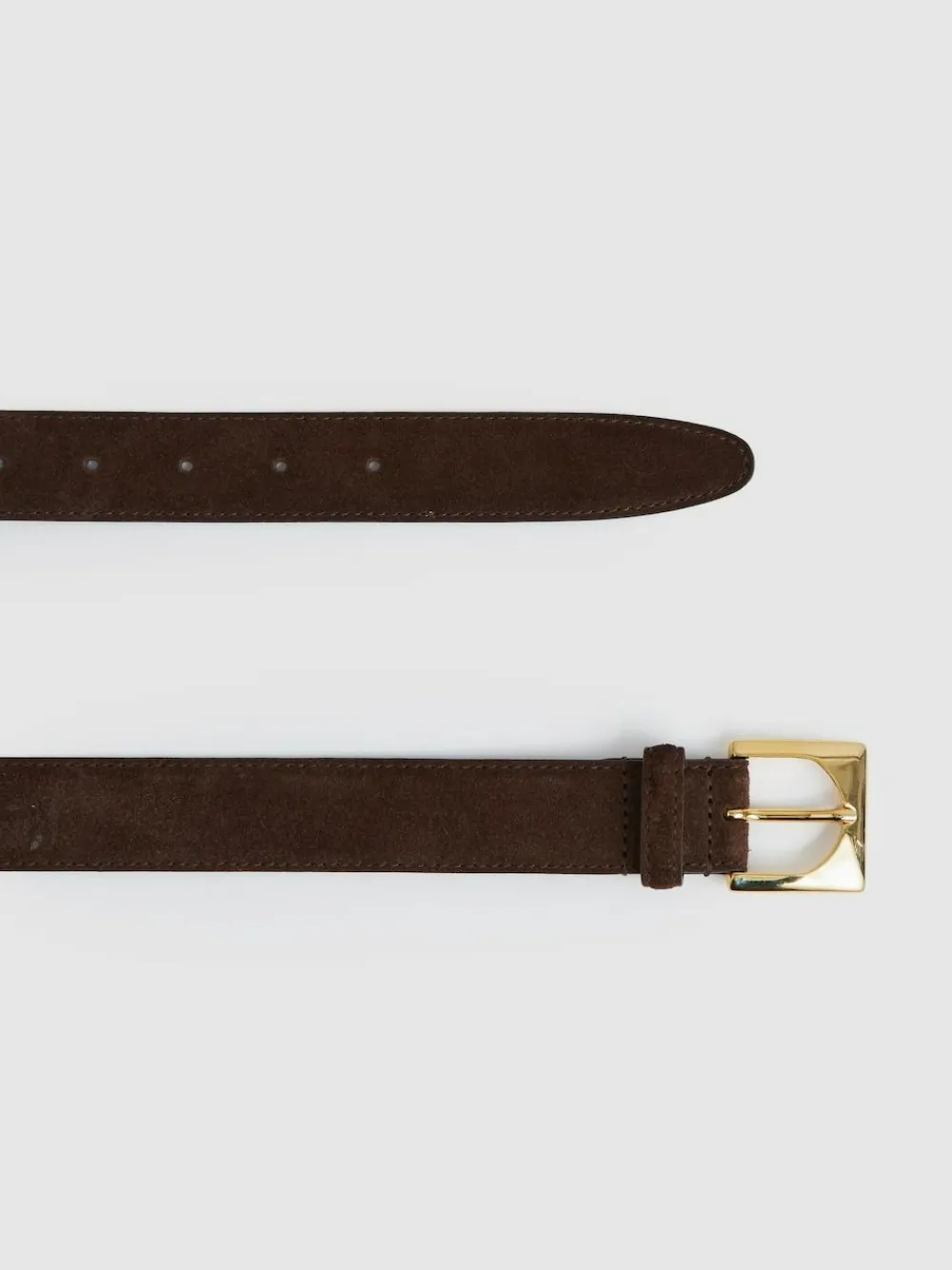 Reiss Chocolate Belinda Suede Square-Buckle Belt^Women Belts