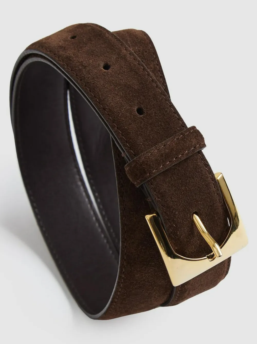 Reiss Chocolate Belinda Suede Square-Buckle Belt^Women Belts