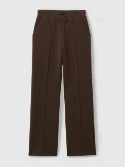 Sale Reiss Chocolate Bernie Premium Interlock Wide-Leg Joggers