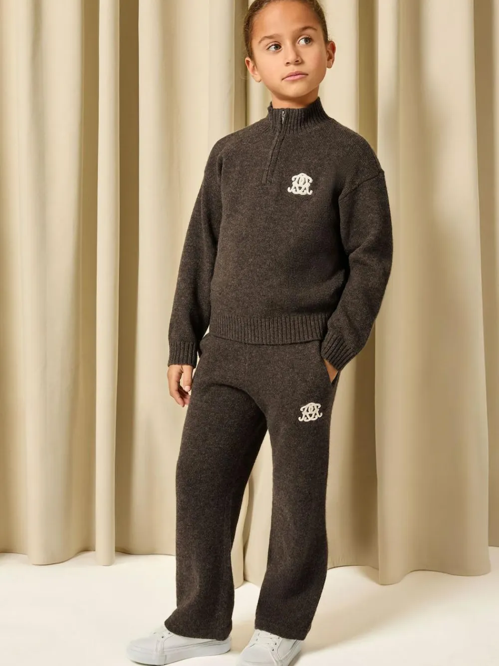 Reiss Chocolate Brown Blake 3-9 yrs Monogram Relaxed Wool-Blend Joggers Unisex Fit^ Jeans & Joggers