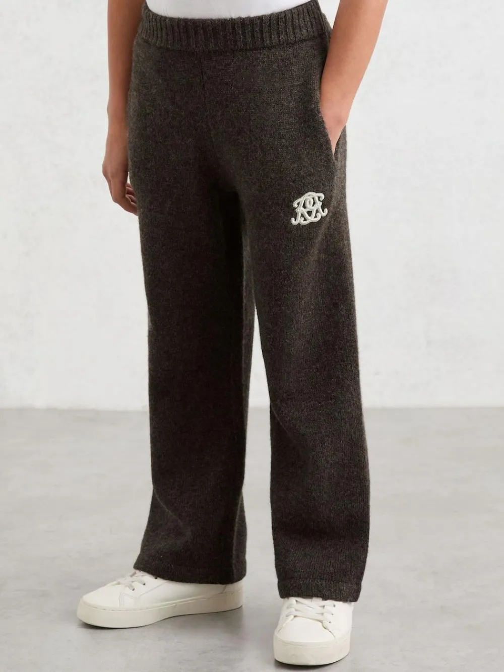 Reiss Chocolate Brown Blake 3-9 yrs Monogram Relaxed Wool-Blend Joggers Unisex Fit^ Jeans & Joggers