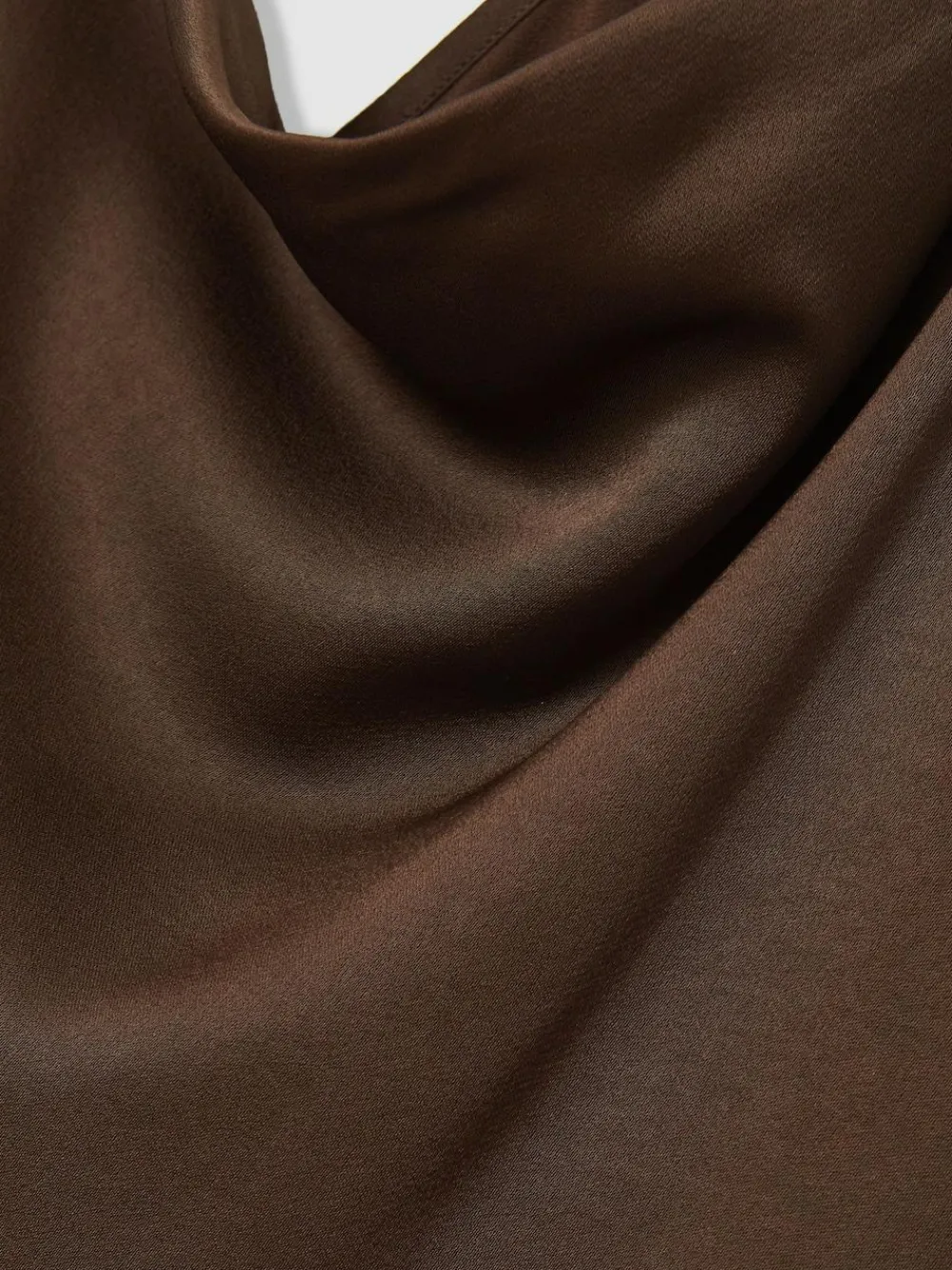 Online Reiss Chocolate Brown Maisley Satin Cowl-Neck Slip Dress