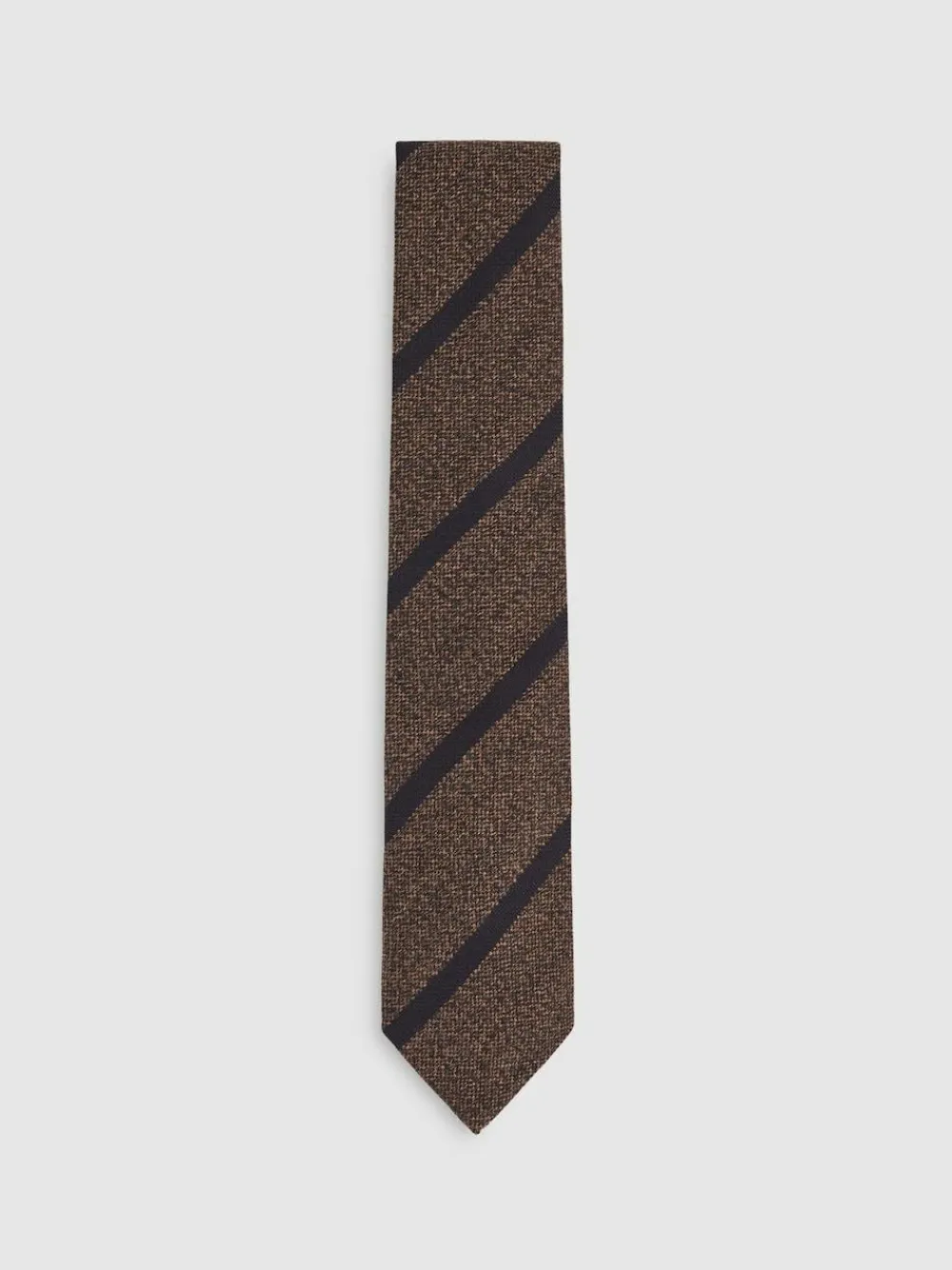 Online Reiss Sante Wool-Silk Striped Tie Chocolate Brown