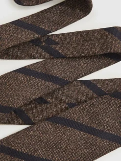 Online Reiss Sante Wool-Silk Striped Tie Chocolate Brown