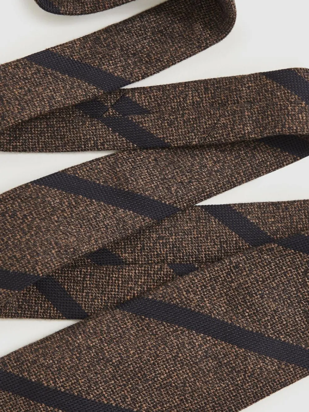 Online Reiss Sante Wool-Silk Striped Tie Chocolate Brown