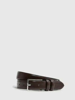 Discount Reiss Dante Smooth Leather Belt Chocolate