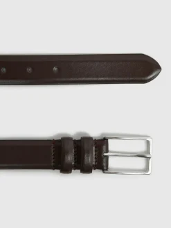 Discount Reiss Dante Smooth Leather Belt Chocolate