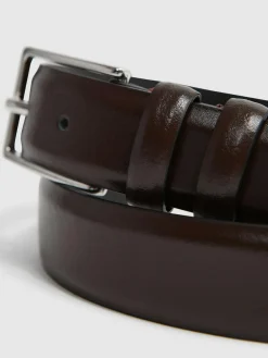 Discount Reiss Dante Smooth Leather Belt Chocolate
