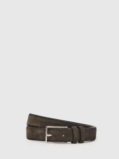 Sale Reiss Dante Suede Belt Chocolate