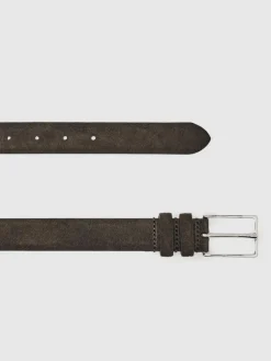 Sale Reiss Dante Suede Belt Chocolate