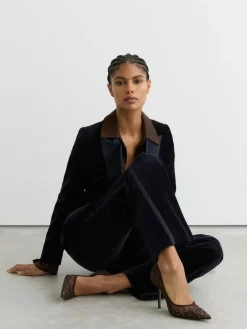 Clearance Reiss Emily Crystal-Embellished Mesh Court Shoes Chocolate