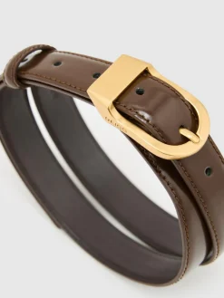 Reiss Hazel Leather Curved-Buckle Belt^Women Belts