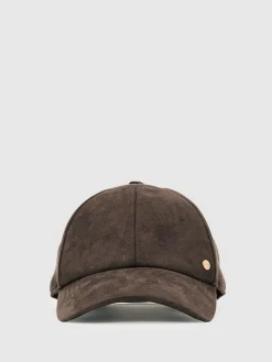 Outlet Reiss Chocolate Nicky Faux Suede Baseball-Style Cap