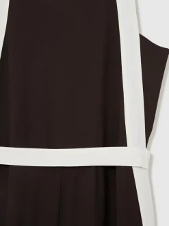 Outlet Reiss Salma Colourblock Wide Leg Belted Jumpsuit Chocolate/Cream