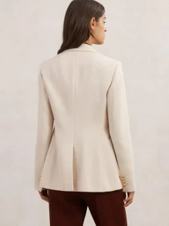Reiss Cream Soren Wool-Blend Single-Breasted Blazer^Women Blazers