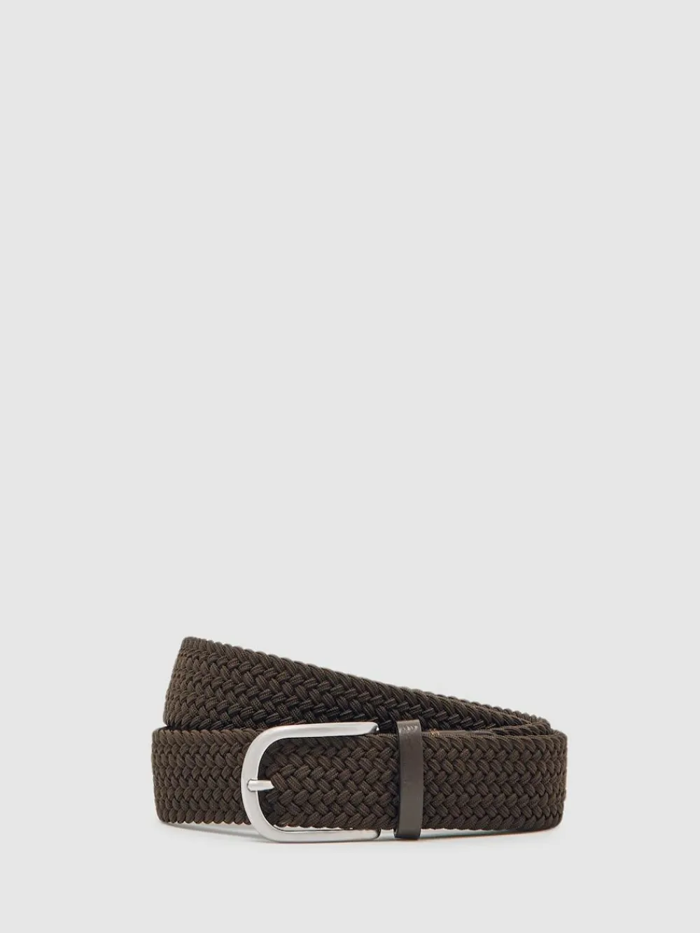 Online Reiss Elmont Basket Weave Belt Dark Brown