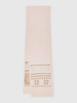 Reiss Ecru Farah Junior Fair Isle Hat And Scarf Set With Wool^ Hats