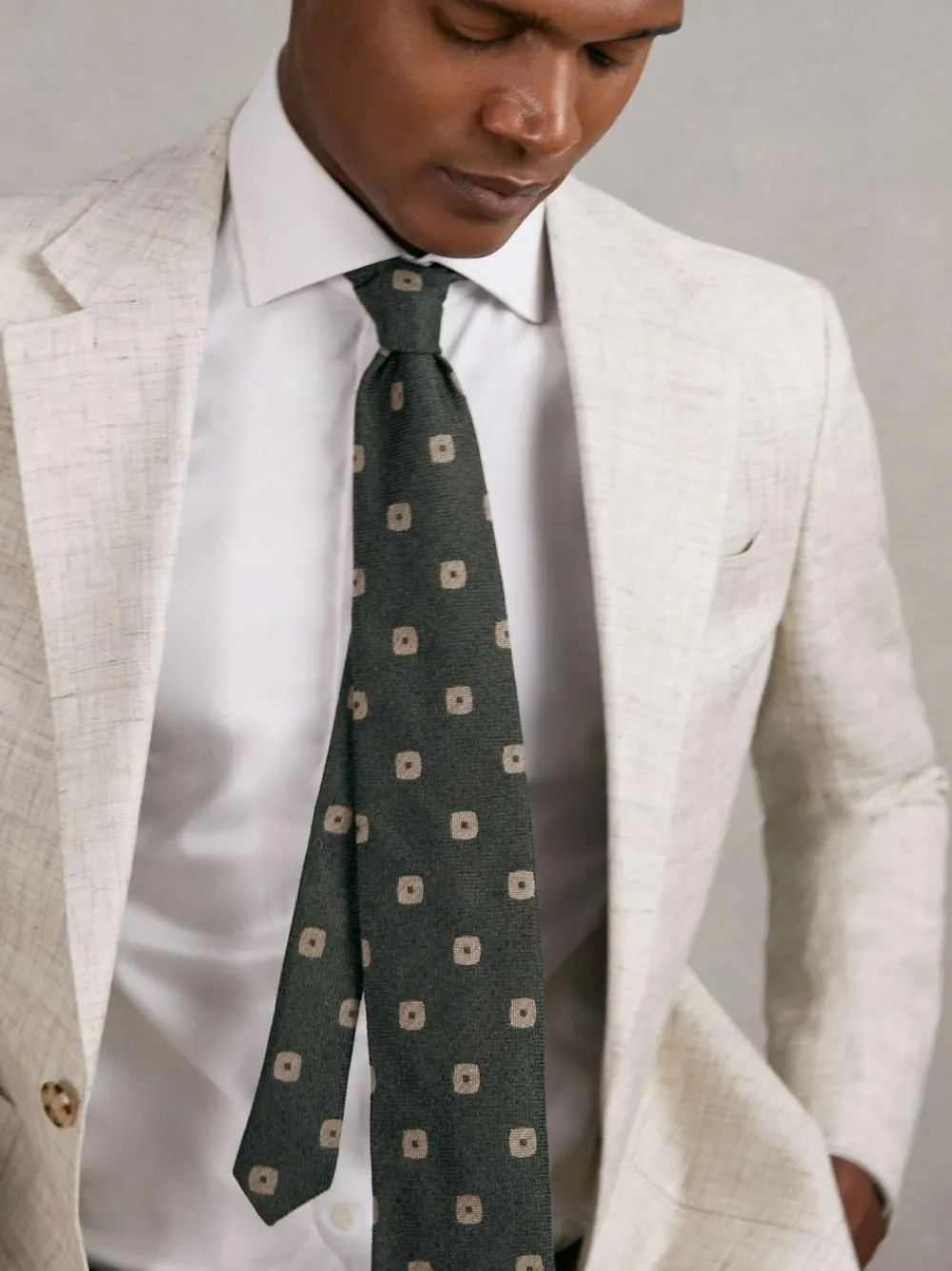 Best Reiss Marco Silk-Wool Square-Medallion Tie Forest Green