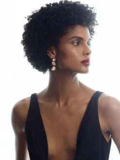 Clearance Reiss Gold Crista Crystal Drop Earrings