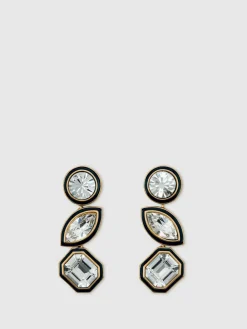 Clearance Reiss Gold Crista Crystal Drop Earrings