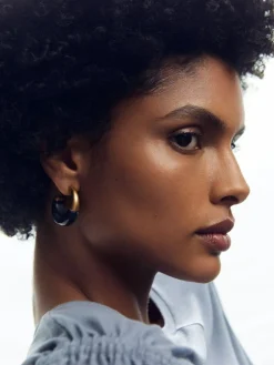 Reiss Gold Samira Tone Scoop Enamel Hoop Earrings^Women Jewellery