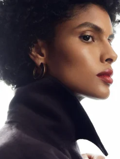 Sale Reiss Gold Thalia Tone Twist Enamel Hoop Earrings