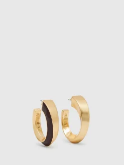 Sale Reiss Gold Thalia Tone Twist Enamel Hoop Earrings