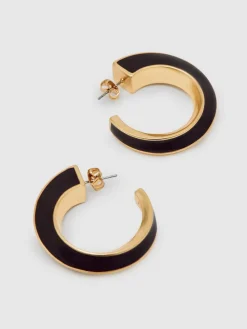 Sale Reiss Gold Thalia Tone Twist Enamel Hoop Earrings