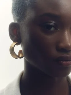 Reiss Gold Tone Flavia Fluid Hoop Earrings^Women Jewellery