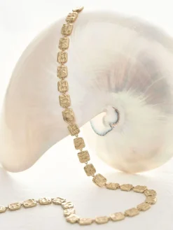 Reiss Gold Tone Mila Molten Square Necklace