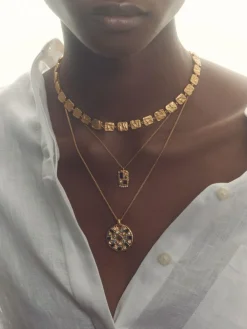 Reiss Gold Tone Mila Molten Square Necklace