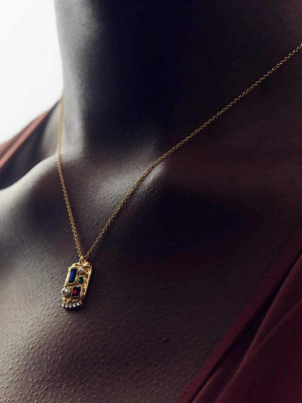 Discount Reiss Gold Tone Skylar Crystal Rectangle Pendant Necklace