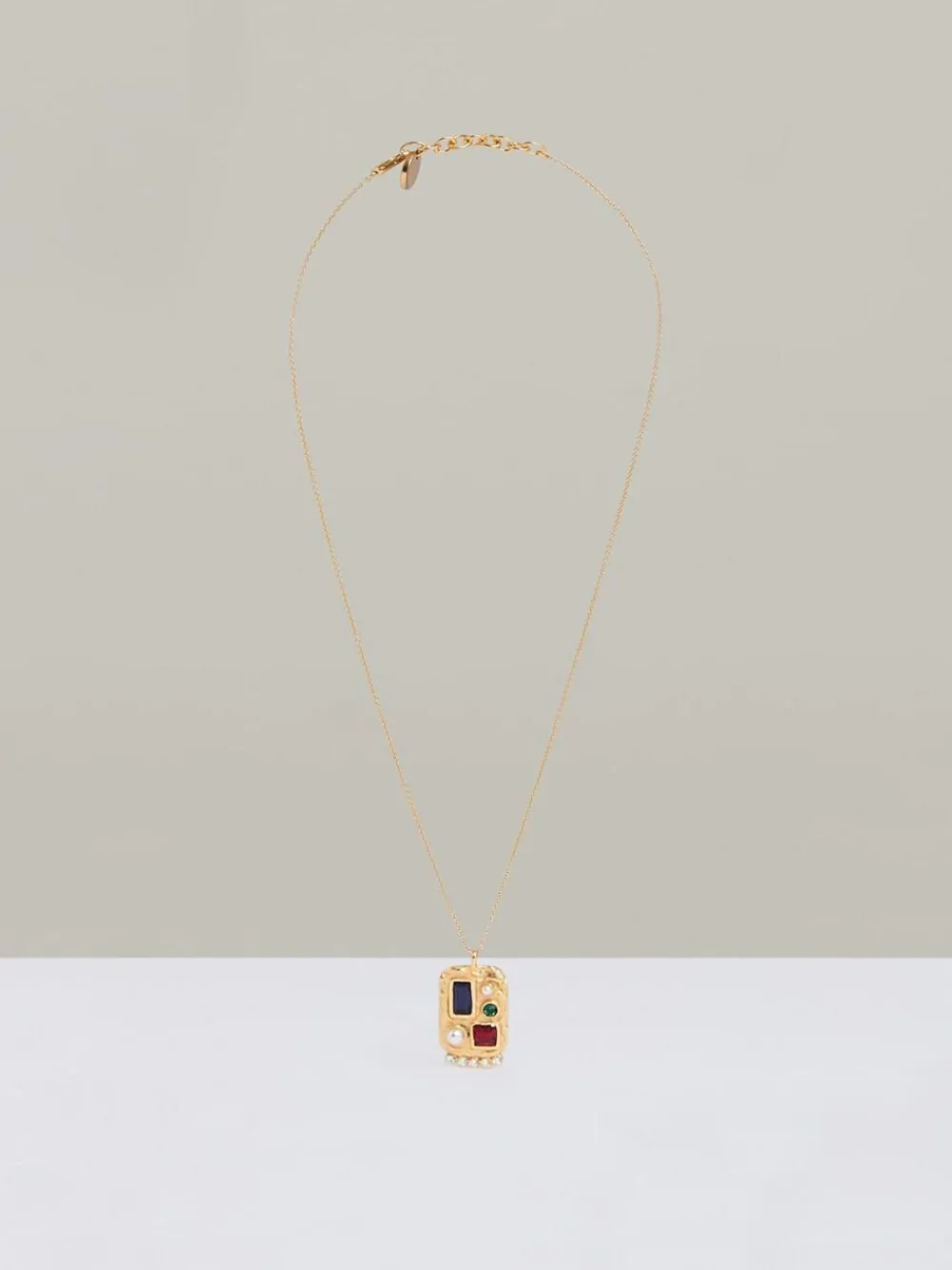 Discount Reiss Gold Tone Skylar Crystal Rectangle Pendant Necklace