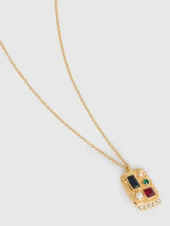 Discount Reiss Gold Tone Skylar Crystal Rectangle Pendant Necklace
