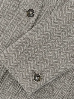 Reiss Grey Ember Petite Herringbone Double-Breasted Blazer Wool-Cotton