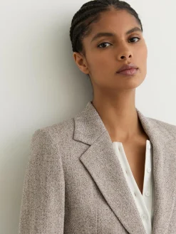 Outlet Reiss Grey Isla Single-Breasted Textured Blazer