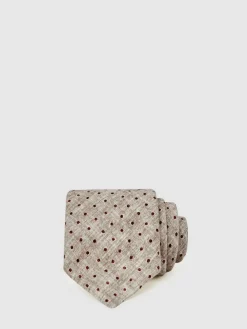 Clearance Reiss Pio Wool-Cotton Polka-Dot Tie Grey Melange