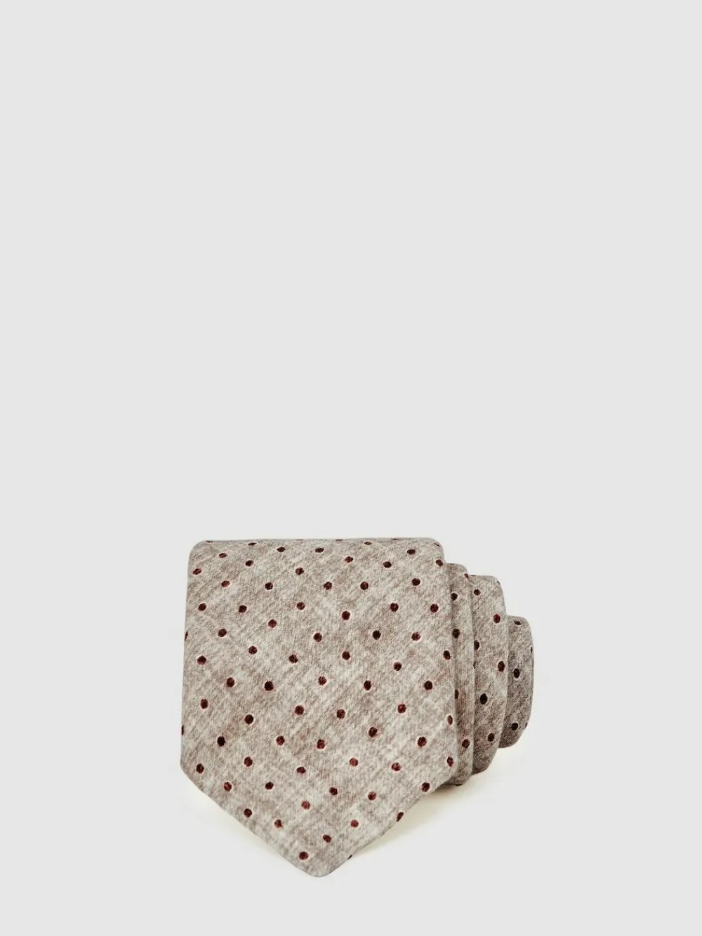 Clearance Reiss Pio Wool-Cotton Polka-Dot Tie Grey Melange