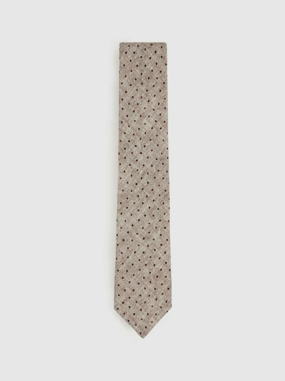 Clearance Reiss Pio Wool-Cotton Polka-Dot Tie Grey Melange