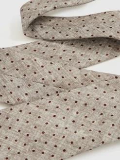 Clearance Reiss Pio Wool-Cotton Polka-Dot Tie Grey Melange