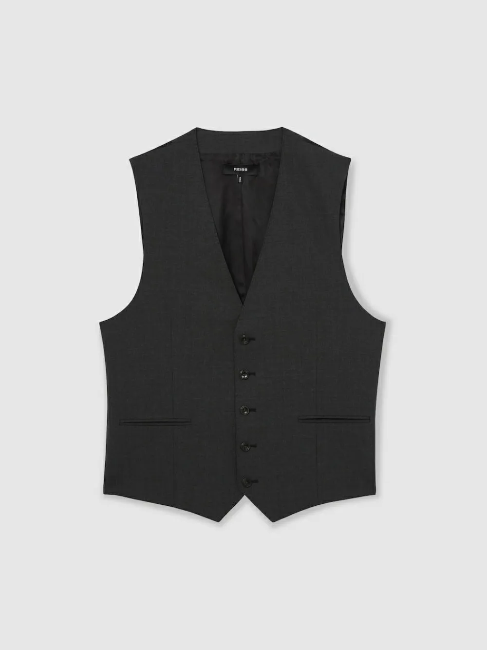 Discount Reiss Promise Wool-Blend Tailored-Fit Waistcoat Grey