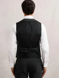 Discount Reiss Promise Wool-Blend Tailored-Fit Waistcoat Grey