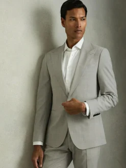 Outlet Reiss Grey Slice Single-Breasted Check Suit Blazer Slim-Fit