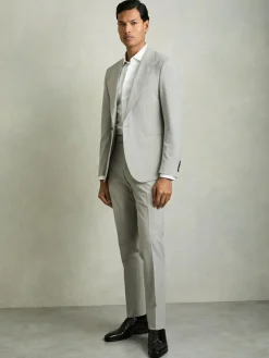 Outlet Reiss Grey Slice Single-Breasted Check Suit Blazer Slim-Fit