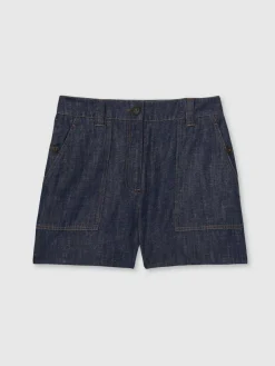 Sale Reiss Ashby Linen Shorts Indigo