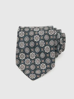 Reiss Indigo Melange Maximo Silk Medallion Print Tie^ Ties & Pocket Squares