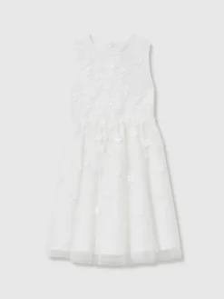 Sale Reiss Ivory Clementine 9-13 yrs Tulle Floral-Embroidered Bridesmaid Dress