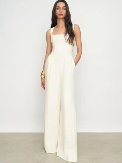 Best Reiss Ivory Dion Wide-Leg Cut-Out Jumpsuit